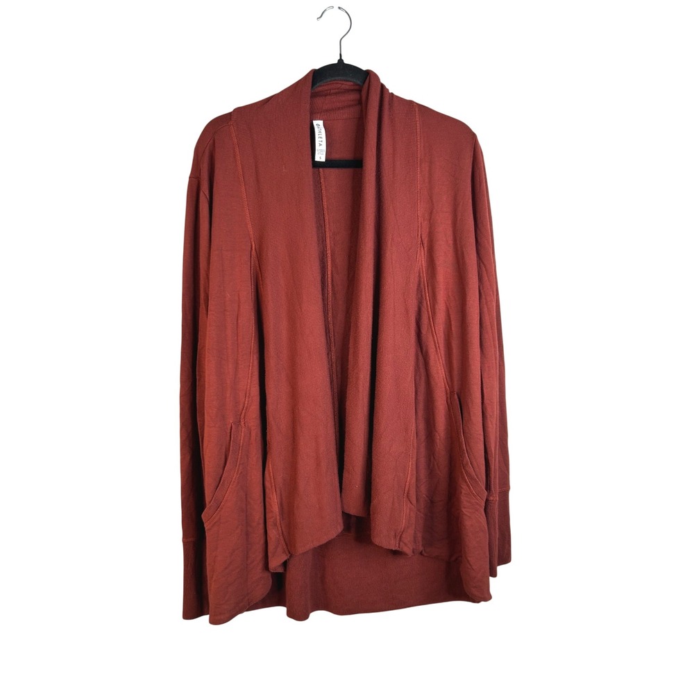 Athleta Women Rust Open Front Thumbhole Pocket Pranayama Cardigan Size Small